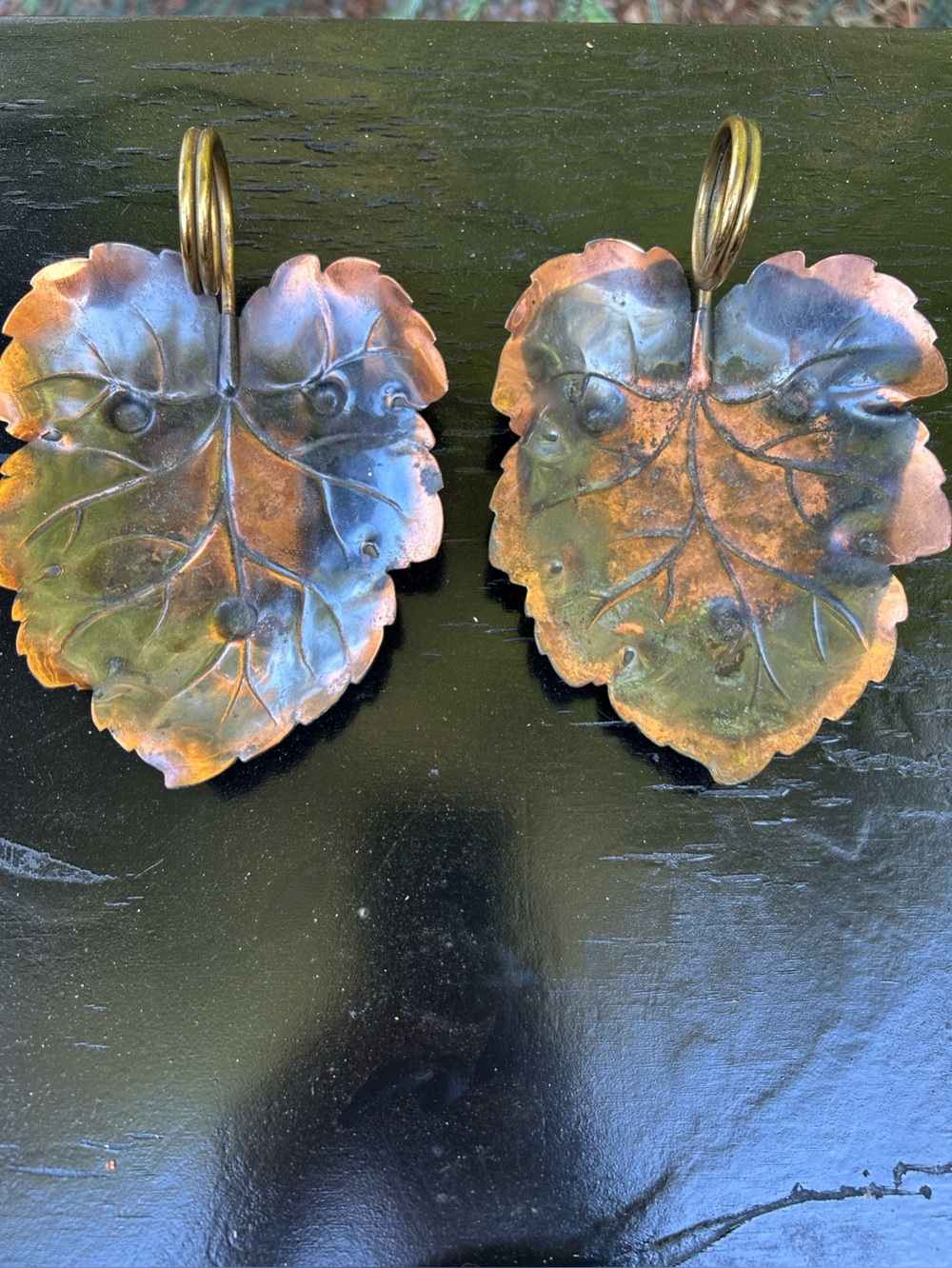 Vintage Candy Dish: Midcentury Copper Leaf Home Decor Set Figure Fall Decor